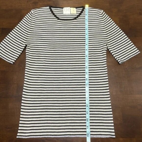 Tse Wool Black, White, and Light Blue Gray Stripe Tee Size S - Picture 6 of 9